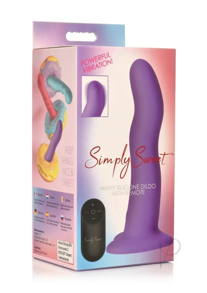 Female Sex Toys Simply Sweet Simply Sweet 21X Vibrating Wavy Rechargeable Silicone Dildo with Remote Control Purple Female Sex Toys Simply Sweet Simply Sweet 21X Vibrating Wavy Rechargeable Silicone Dildo with Remote Control Purple