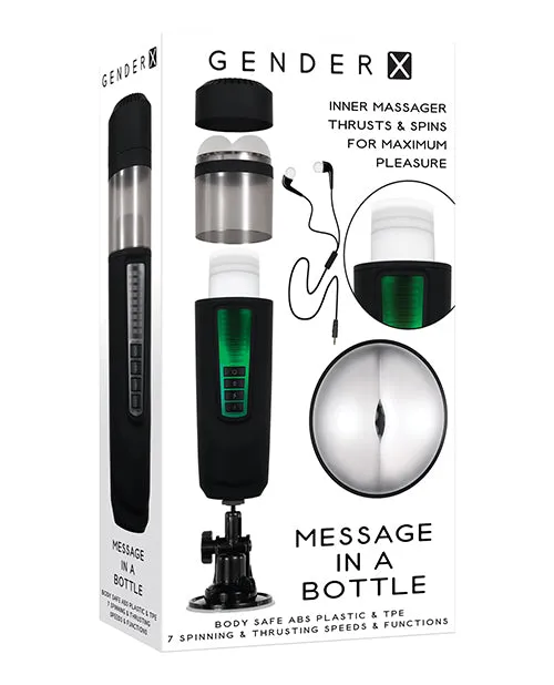Gender X Anal Gender X Message In A Bottle Rechargeable Thrusting Spinning Stroker BlackClear