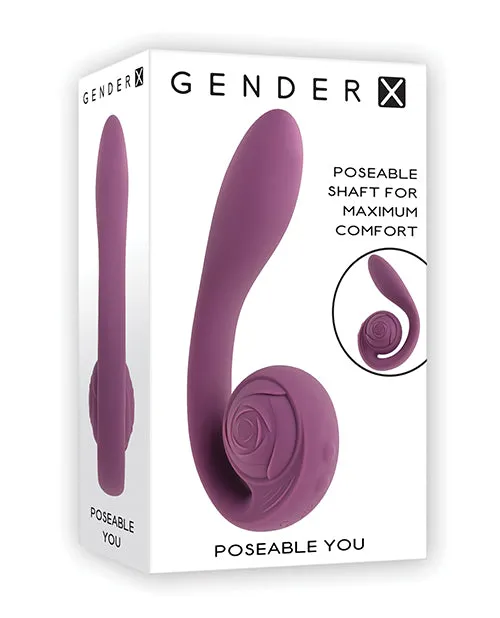 Gender X Female Sex Toys Gender X Poseable You Rechargeable Silicone Vibrating Dildo Purple