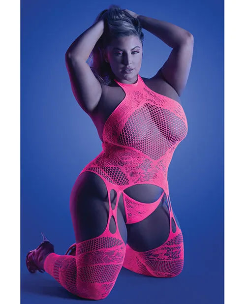 Glow By Fantasy Lingerie Vibrators Glow Captivating Halter Bodystocking GString Neon Pink QN Glow By Fantasy Lingerie Vibrators Glow Captivating Halter Bodystocking GString Neon Pink QN