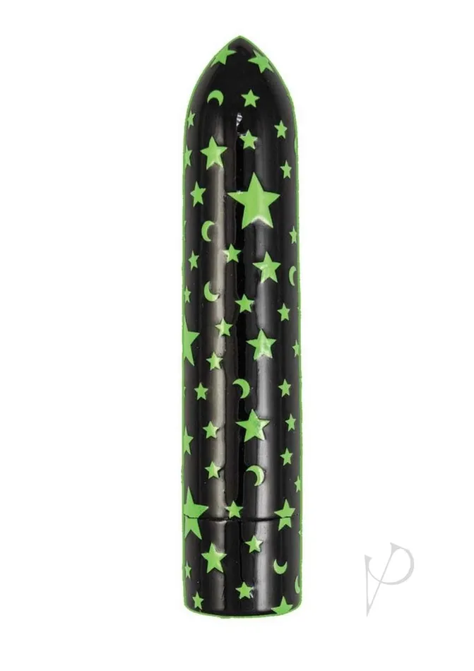 Glow Vibes Seeing Stars Rechargeable GlowinTheDark Bullet BlackGreen Glow Vibes Female Sex Toys