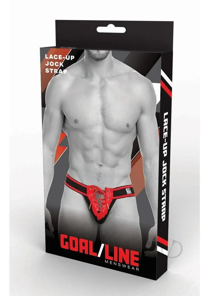 Goal Line Anal Goal Line LaceUp Jockstrap SmallMedium Red