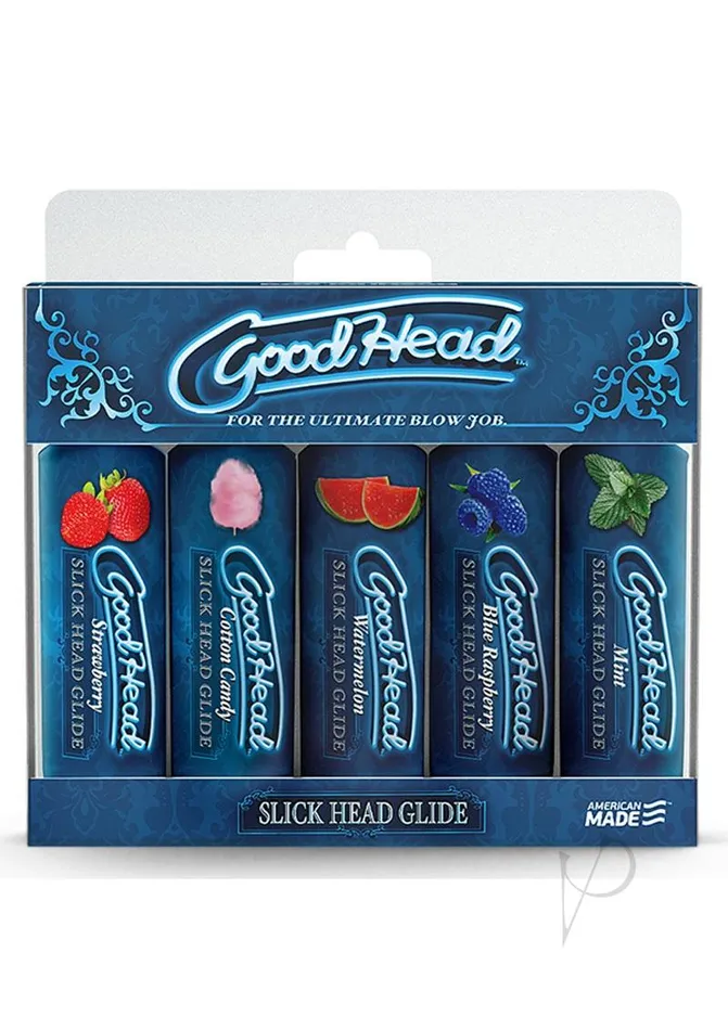 Good Head GoodHead Slick Head Glide Water Based Flavored Lubricants 5pc Set Assorted Flavors Male Sex Toys Good Head GoodHead Slick Head Glide Water Based Flavored Lubricants 5pc Set Assorted Flavors Male Sex Toys