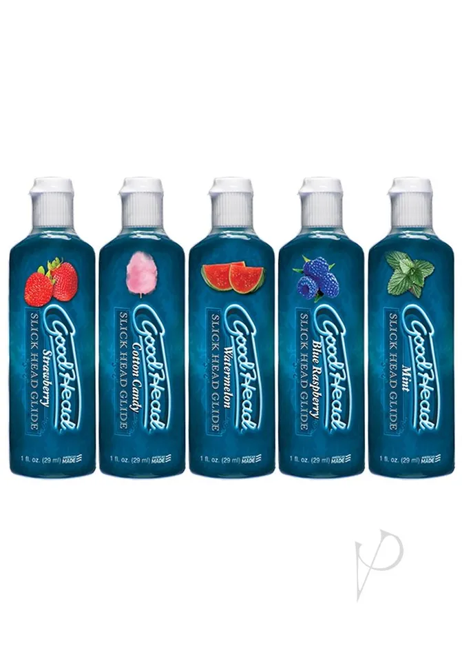 Good Head GoodHead Slick Head Glide Water Based Flavored Lubricants 5pc Set Assorted Flavors Male Sex Toys