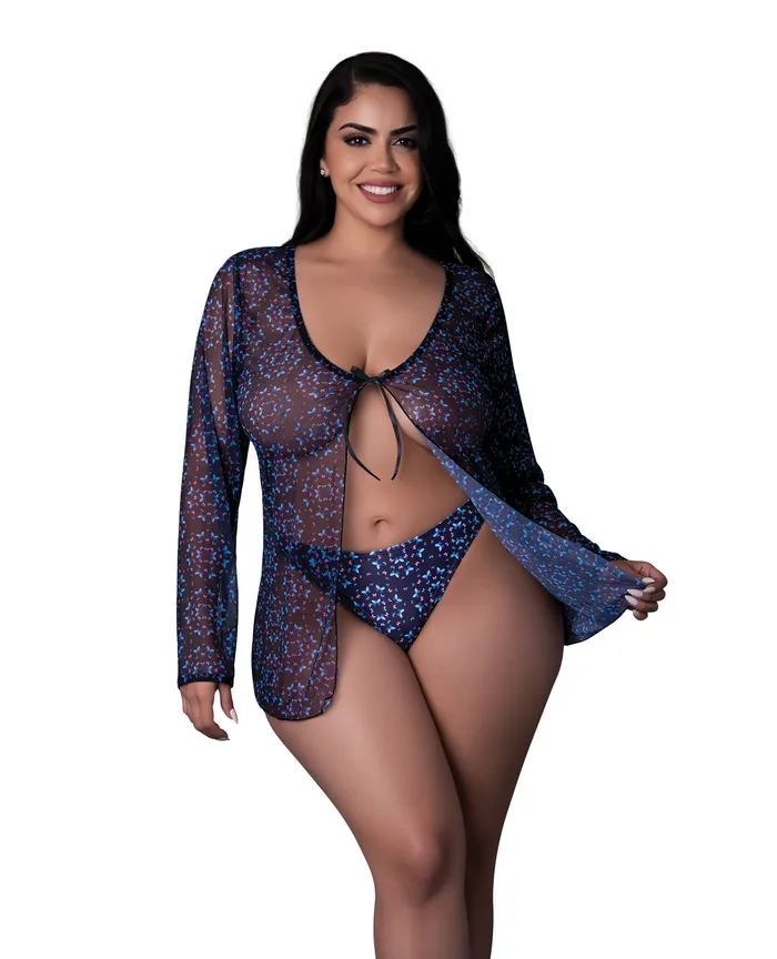 Hazy Dayz Butterfly Blacklight Reflective Tie Front Top Thong 2 pc Set Black Multi QN Exposed Anal Hazy Dayz Butterfly Blacklight Reflective Tie Front Top Thong 2 pc Set Black Multi QN Exposed Anal