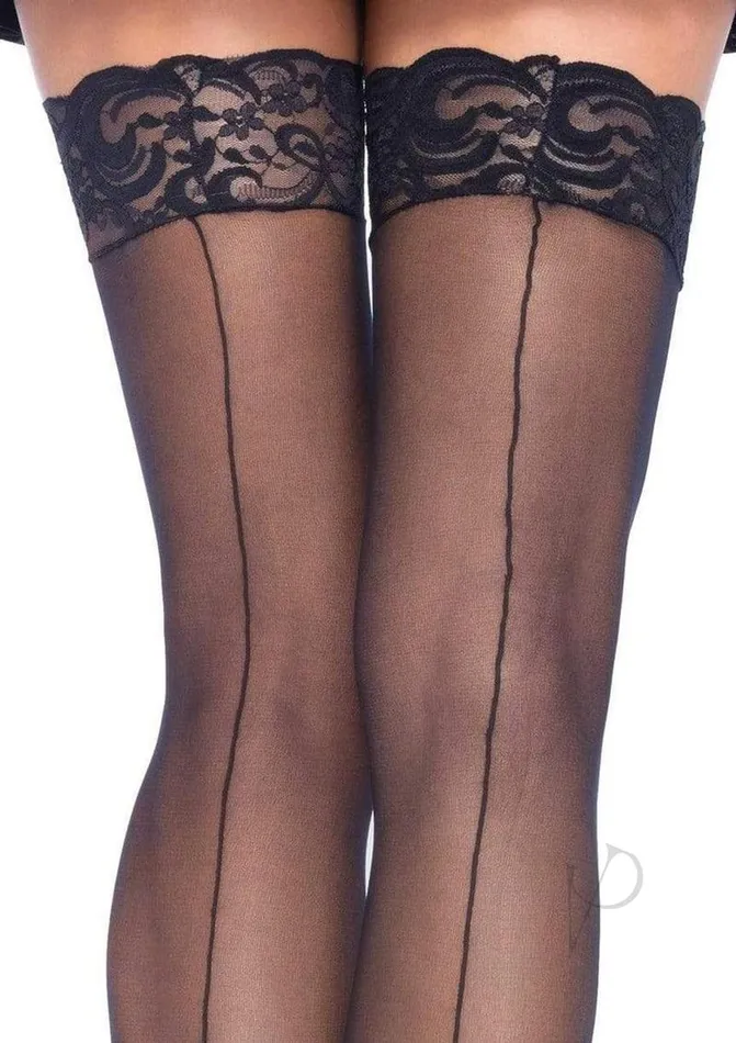 Hosiery Leg Avenue Sheer Stocking with Back Seam Lace Top OS Nude Leg Avenue Hosiery Leg Avenue Sheer Stocking with Back Seam Lace Top OS Nude Leg Avenue