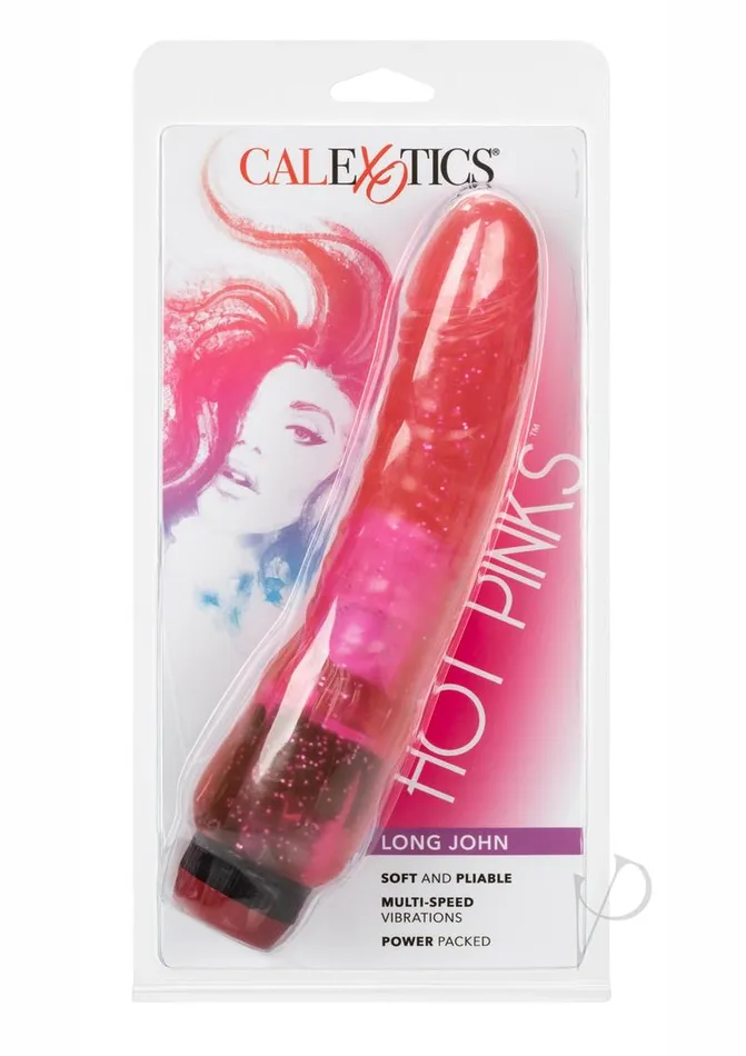 Hot Pinks Long John Vibrating Dildo 8in Pink Hot Pinks Vibrators