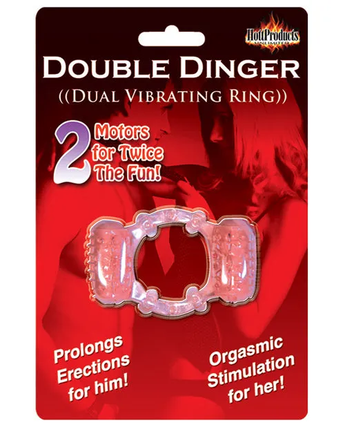 Humm Dinger Double Dinger Dual Vibrating Cock Ring Magenta Hott Products Couples