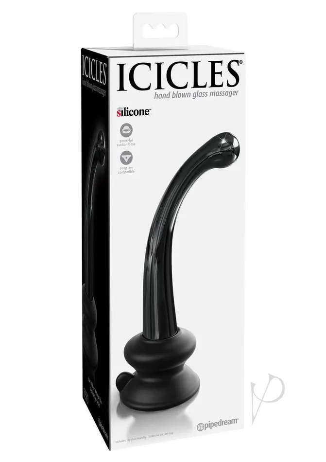 Icicles Dildos Icicles No 87 Glass GSpot Wand with Bendable Silicone Suction Cup Black Icicles Dildos Icicles No 87 Glass GSpot Wand with Bendable Silicone Suction Cup Black