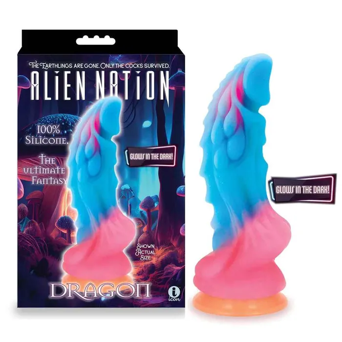 Icon Brands Alien Nation Glow Dragon Dildo Dildos