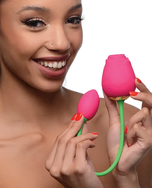 Inmi Bloomgasm Rose Duet 15x Silicone Rechargeable Vibrating and Sucking Clit Stimulator Pink Bloomgasm Vibrators