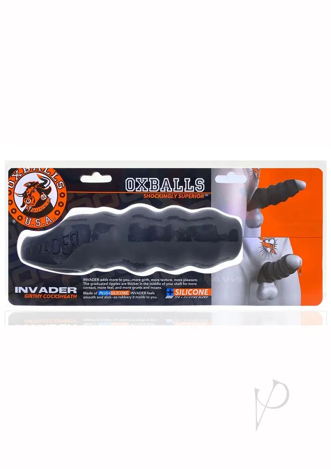 Invader Rippled OpenEnded Silicone Cocksheath Extender BlackFrost Oxballs Anal Invader Rippled OpenEnded Silicone Cocksheath Extender BlackFrost Oxballs Anal