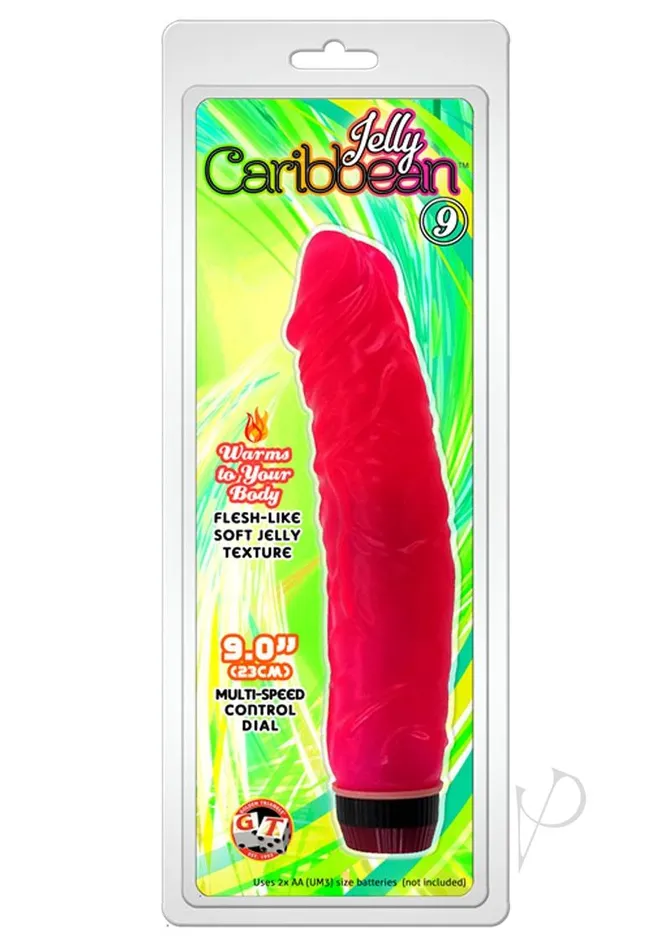 Jelly Caribbean Number 9 Vibrator 9in Red Jelly Caribbean Vibrators