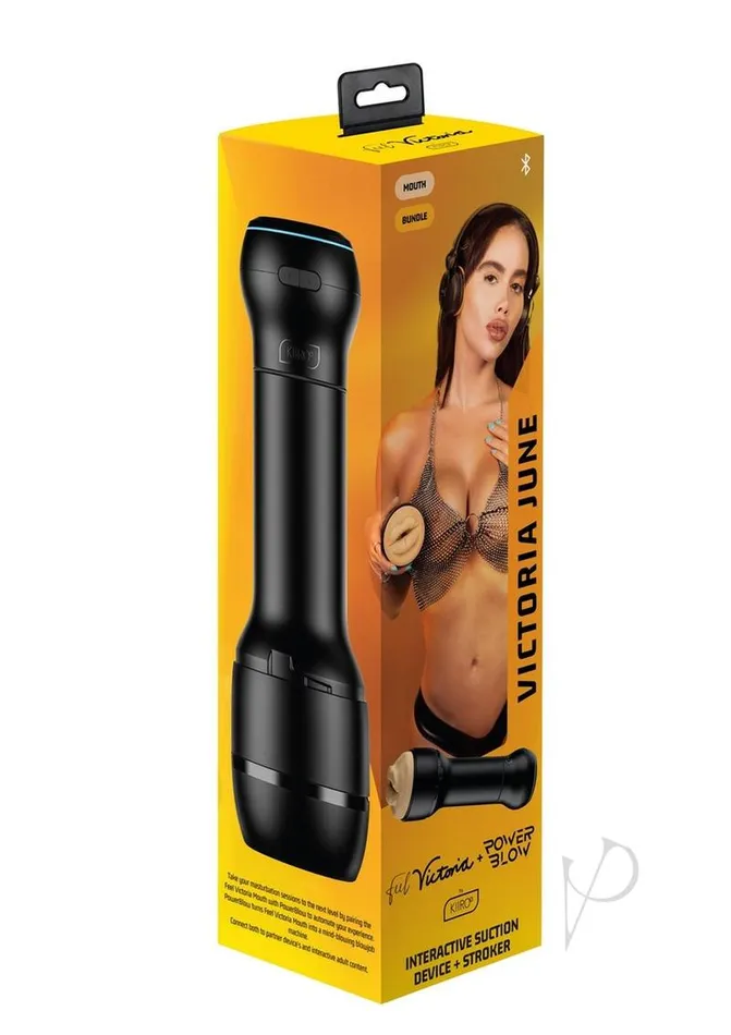 Kiiroo Male Sex Toys Kiiroo Powerblow and Feel Victoria June Stroker Kit Mouth BlackVanilla Kiiroo Male Sex Toys Kiiroo Powerblow and Feel Victoria June Stroker Kit Mouth BlackVanilla