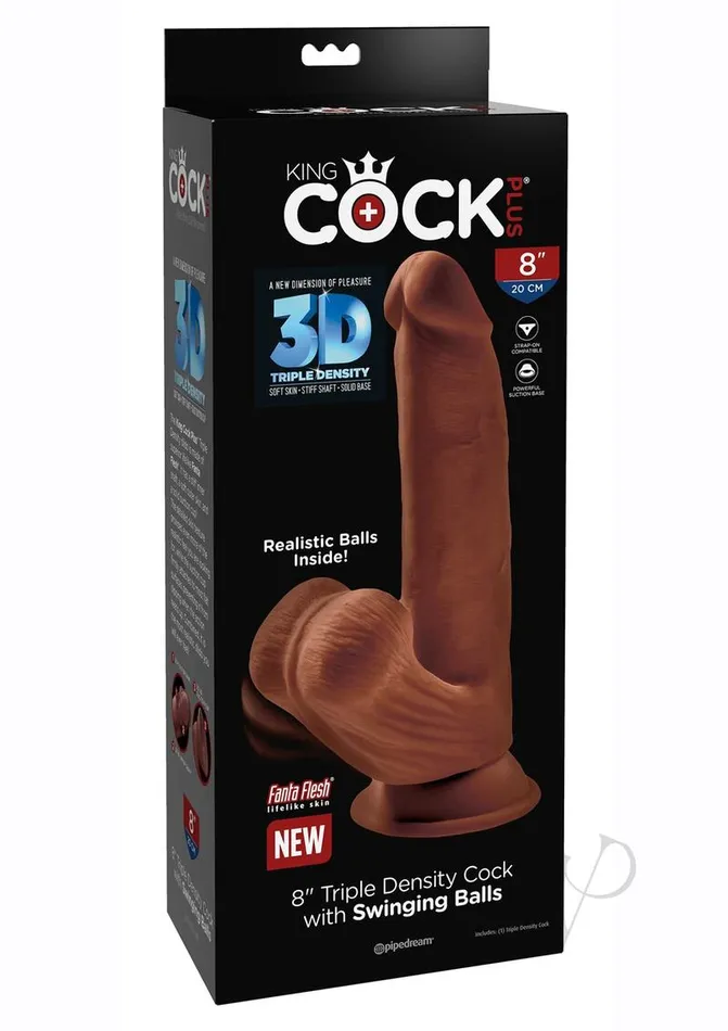 King Cock Dildos King Cock Plus Triple Density Dildo with Swinging Balls 8in Chocolate King Cock Dildos King Cock Plus Triple Density Dildo with Swinging Balls 8in Chocolate