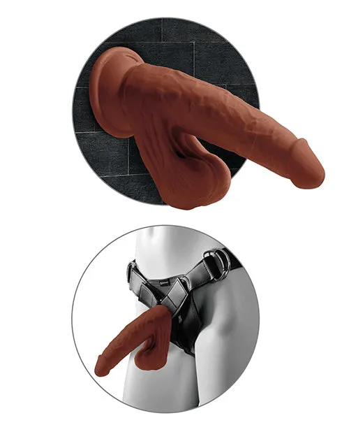 King Cock Dildos King Cock Plus Triple Density Dildo with Swinging Balls 8in Chocolate