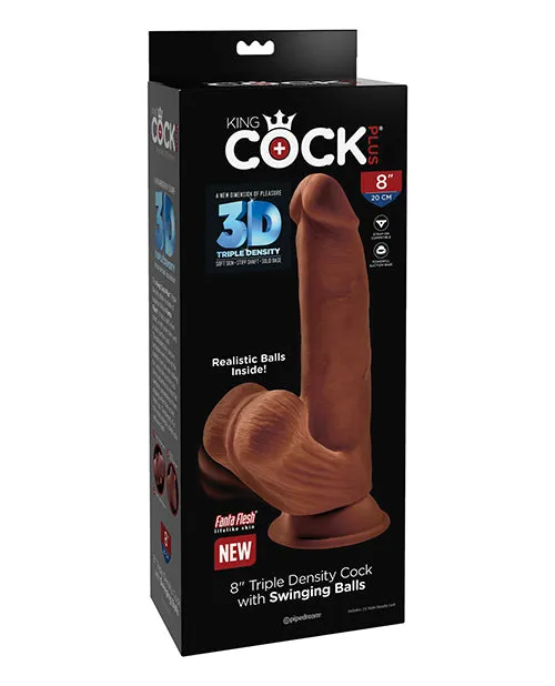 King Cock Dildos King Cock Plus Triple Density Dildo with Swinging Balls 8in Chocolate
