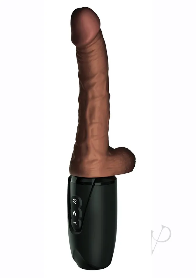 King Cock King Cock Plus Rechargeable Thrusting Dildo with Balls 75in Chocolate Female Sex Toys
