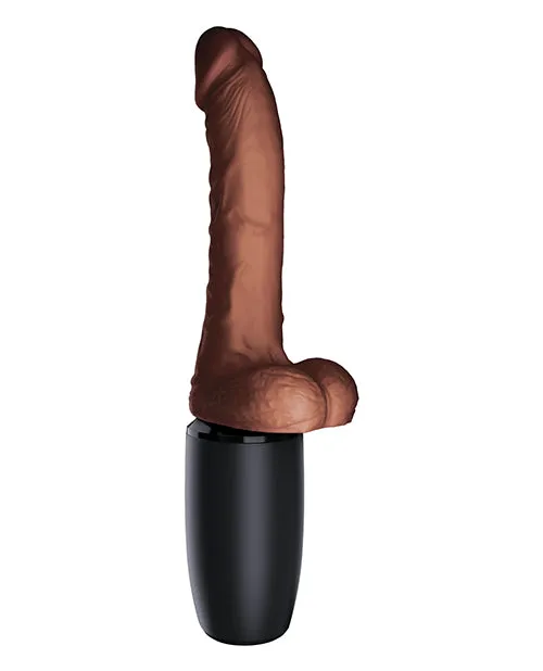 King Cock King Cock Plus Rechargeable Thrusting Dildo with Balls 75in Chocolate Female Sex Toys