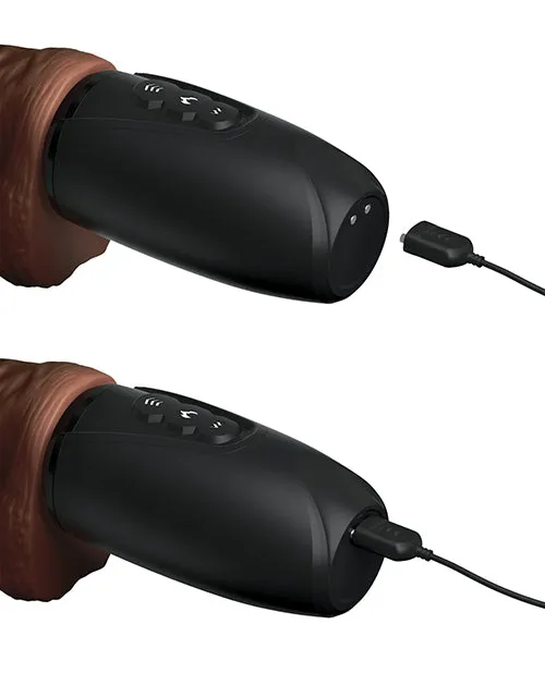 King Cock King Cock Plus Rechargeable Thrusting Dildo with Balls 75in Chocolate Female Sex Toys