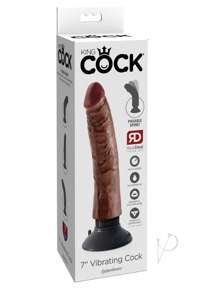 King Cock Vibrating Dildo 7in Chocolate King Cock Dildos