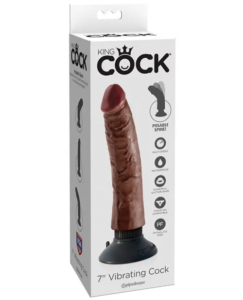 King Cock Vibrating Dildo 7in Chocolate King Cock Dildos