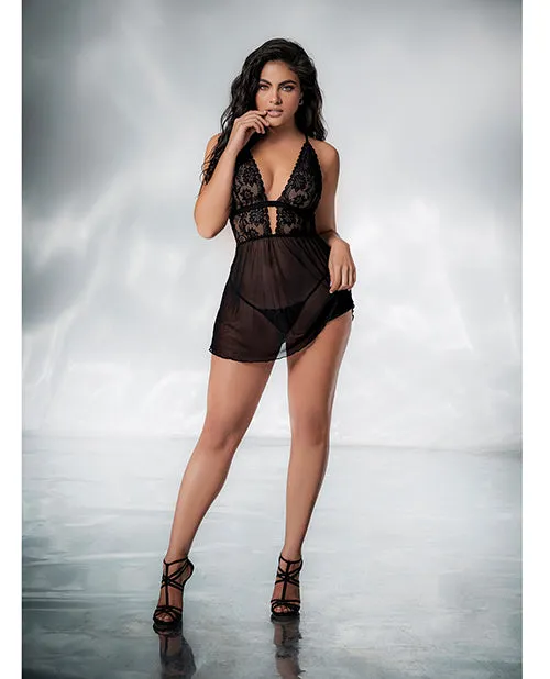 Lace Mesh Babydoll GString Black SM Mapale Anal