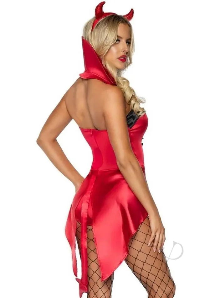 Leg Avenue Devilish Darling Tux and Tails Bodysuit with Stay Up Collar PinOn Devil Tail and Sequin Devil Horn Headband 3 Piece Medium Red Leg Avenue Male Sex Toys