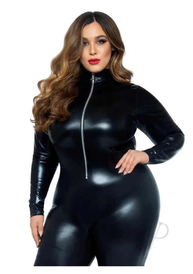 Leg Avenue Lame Zipper Front Cat Suit 1X2X Black Leg Avenue Anal Leg Avenue Lame Zipper Front Cat Suit 1X2X Black Leg Avenue Anal