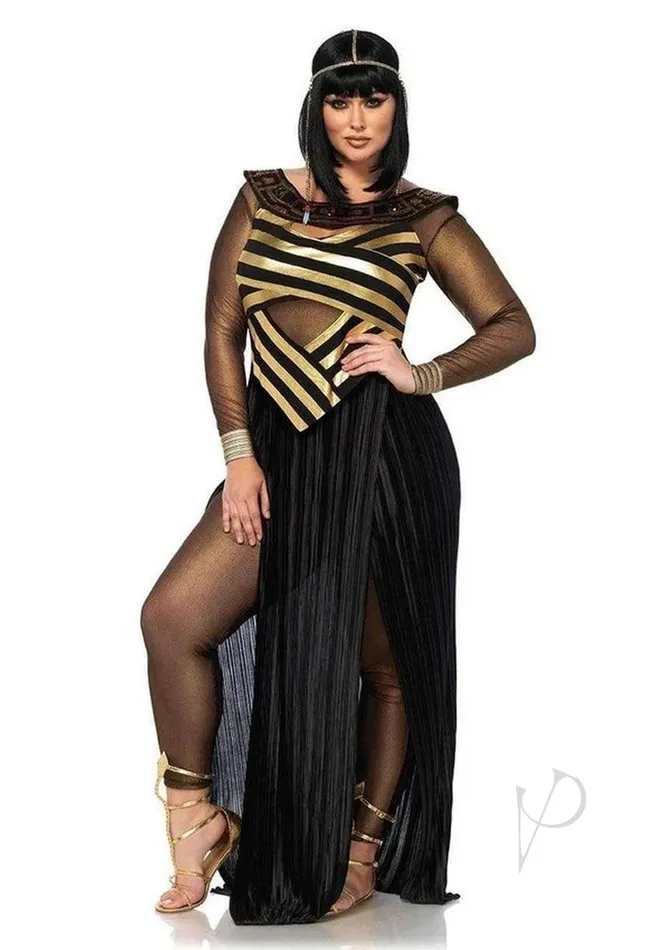 Leg Avenue Male Sex Toys Leg Avenue Nile Queen Catsuit Dress with Jewel Collar Head Piece 3 Piece 1X2X BlackGold