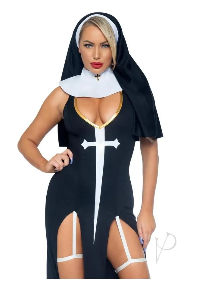 Leg Avenue Sultry Sinner Dual Slit Garter Dress with Vinyl Cross Detail Vinyl Collar and Nun Habit 3 Piece Small BlackWhite Leg Avenue Female Sex Toys Leg Avenue Sultry Sinner Dual Slit Garter Dress with Vinyl Cross Detail Vinyl Collar and Nun Habit 3 Piece Small BlackWhite Leg Avenue Female Sex Toys