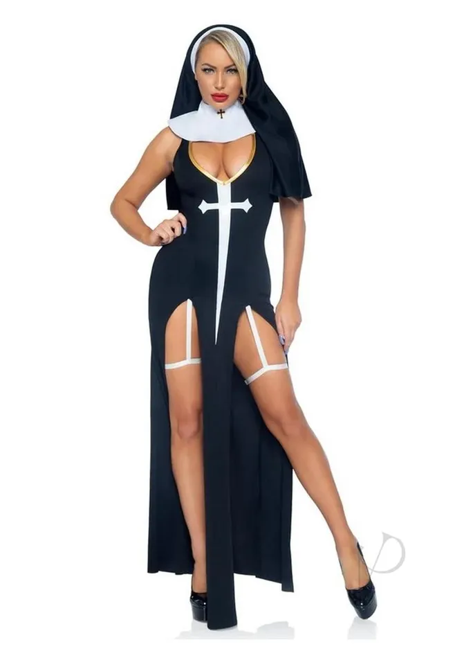 Leg Avenue Sultry Sinner Dual Slit Garter Dress with Vinyl Cross Detail Vinyl Collar and Nun Habit 3 Piece Small BlackWhite Leg Avenue Female Sex Toys Leg Avenue Sultry Sinner Dual Slit Garter Dress with Vinyl Cross Detail Vinyl Collar and Nun Habit 3 Piece Small BlackWhite Leg Avenue Female Sex Toys