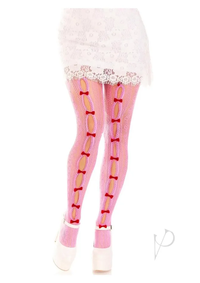 Leg Avenue Vibrators Leg Avenue Sweetheart Striped Net Tights with Keyhole and Mini Bow Detail OS Pink Leg Avenue Vibrators Leg Avenue Sweetheart Striped Net Tights with Keyhole and Mini Bow Detail OS Pink