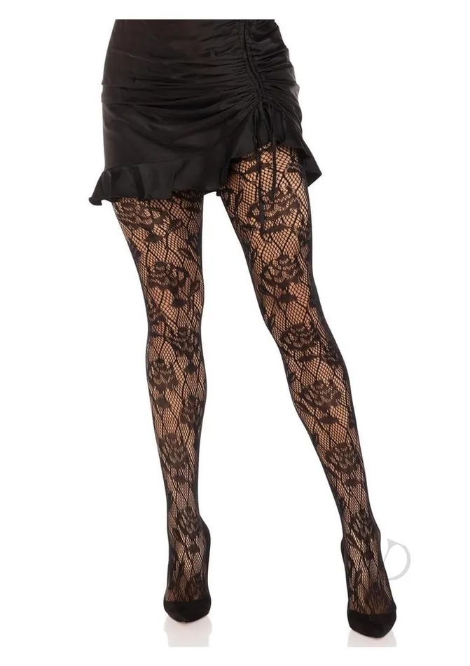 Leg Avenue Wild Rose Net Tights OS Black Leg Avenue Vibrators