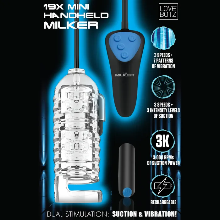 LoveBotz Female Sex Toys 19X Mini Handheld Milker