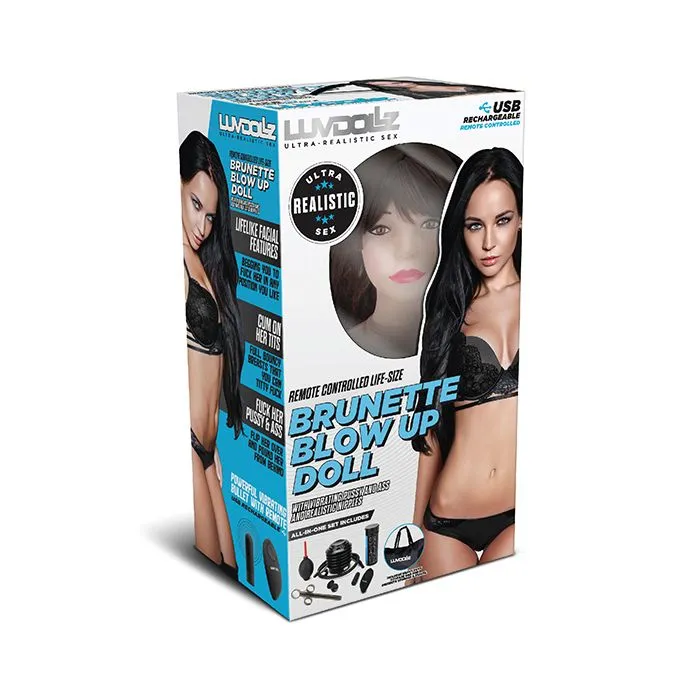 Luvdolz Remote Controlled Life Size Blow Up Doll Brunette Male Sex Toys