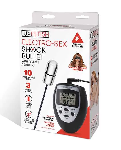 Lux Fetish Female Sex Toys Lux Fetish Electro Sex Shock Bullet with Wired Remote Control Black