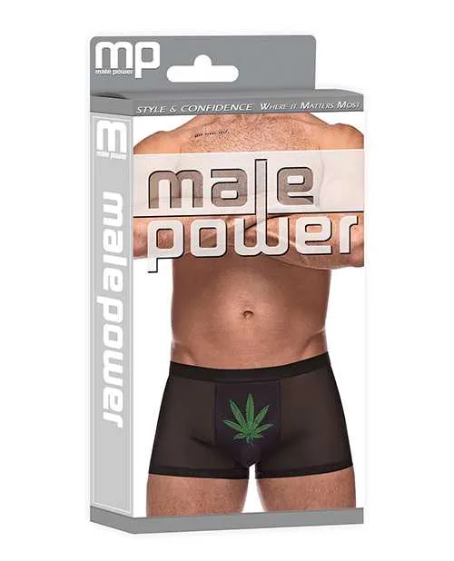 Male Power Anal Private Screening Micro Mesh Modal Pot Leaf Black SM Male Power Anal Private Screening Micro Mesh Modal Pot Leaf Black SM