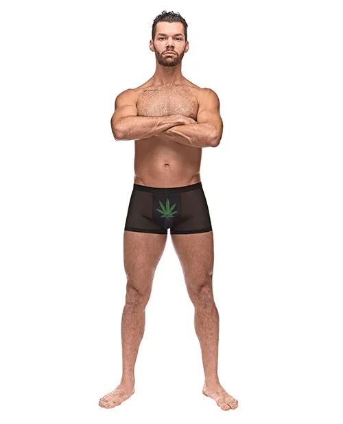 Male Power Anal Private Screening Micro Mesh Modal Pot Leaf Black SM Male Power Anal Private Screening Micro Mesh Modal Pot Leaf Black SM