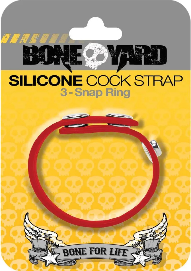 Male Sex Toys Boneyard Boneyard Silicone Ball Strap 3Snap Ring Red