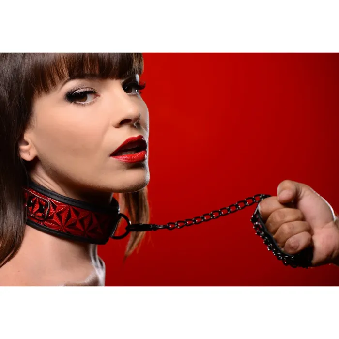 Male Sex Toys Crimson Tied Collar with Leash Master Series