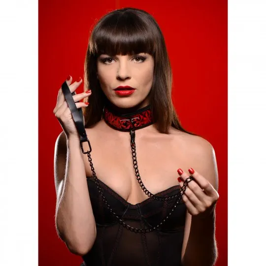 Male Sex Toys Crimson Tied Collar with Leash Master Series