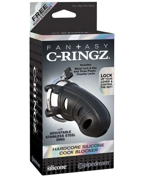 Male Sex Toys Fantasy C Ringz Fantasy CRingz Hardcore Silicone Cock Blocker Cock Ring Black
