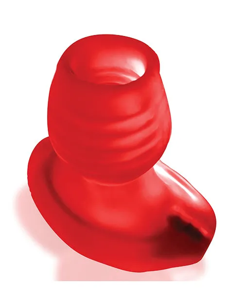 Male Sex Toys Glowhole 2 Hollow Buttplug with LED Insert Large Red Morph Oxballs