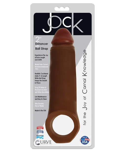 Male Sex Toys Jock Jock Realistic Penis Enhancer with Ball Strap 2in Chocolate