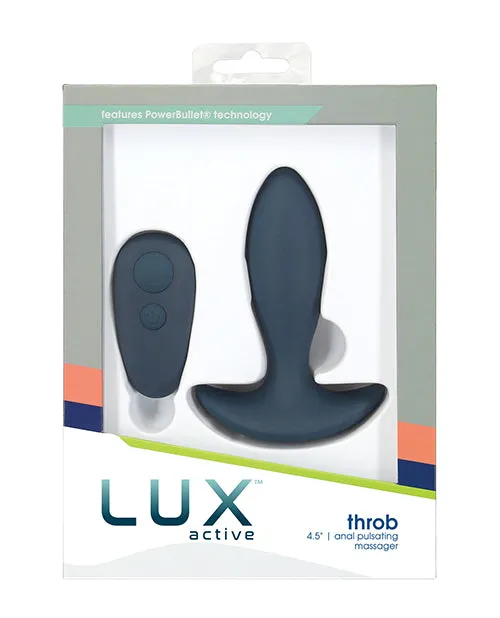 Male Sex Toys Lux Active LUX Active Throb Silicone Rechargeable Anal Plug with Remote Control 45in Blue
