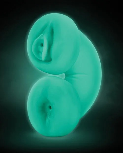 Male Sex Toys M for Men Soft and Wet Double Trouble Glow In The Dark Masturbator TurquoiseVanilla M For Men