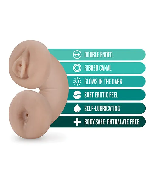 Male Sex Toys M for Men Soft and Wet Double Trouble Glow In The Dark Masturbator TurquoiseVanilla M For Men