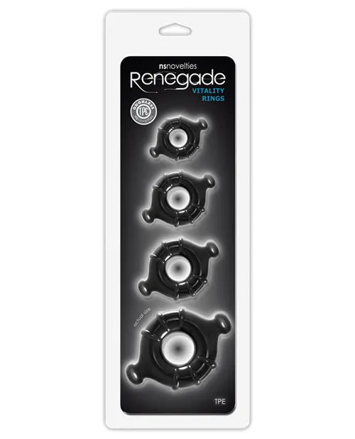 Male Sex Toys Renegade Renegade Vitality Cock Ring Kit 4 Per Set Black Male Sex Toys Renegade Renegade Vitality Cock Ring Kit 4 Per Set Black