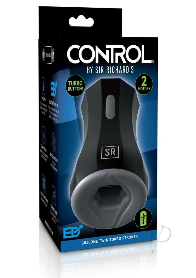 Male Sex Toys Sir Richards Sir Richards Control Silicone Twin Turbo Masturbator Rechargeable BlackGray Male Sex Toys Sir Richards Sir Richards Control Silicone Twin Turbo Masturbator Rechargeable BlackGray